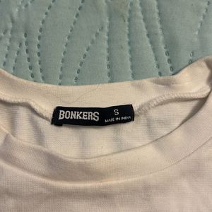 BONKERS White Crop Top Tshirt