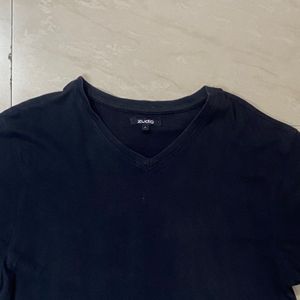 V Neck Plain Black Tshirt (unisex)