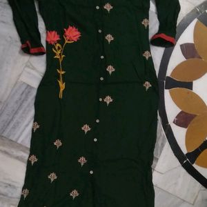 1.Kurta (Bottle Green)+1 Gown Yellow Frock