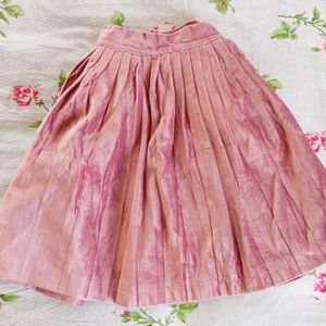 Pink Velvet Pleated Skirt