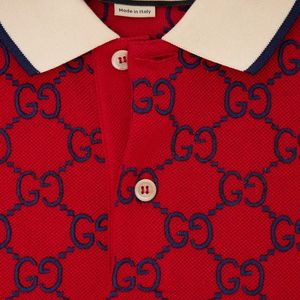 GUCCI Cotton Piquet Polo Shirt With GG RED