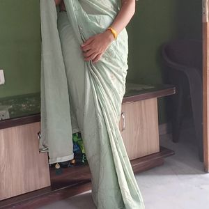 Designer Saree Light Parrot Green