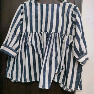 Party Wear Trendy Blue & White Lining Top