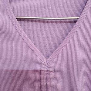 Lavender String Ribbed Top