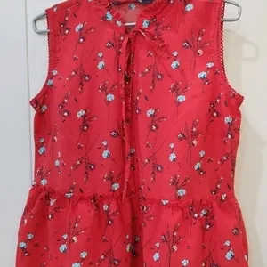 Allen Solly Floral Ruffled Red Top