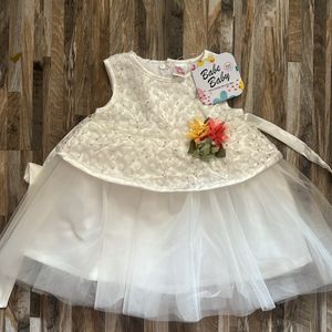 Frill Party Wear White Baby Girl Frock