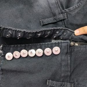 High Waist Jeans With 9 Buttons