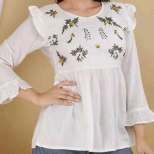 White Embroidered Top