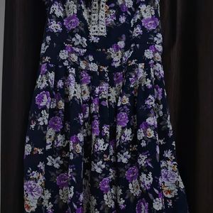 Lavender Colour Floral Midi Dress