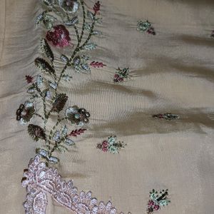 Hand Work Embroidery With Foil Wrk Dupatta