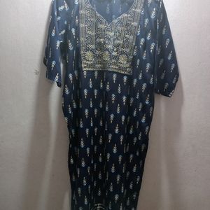 New Navy Blue Embroidery Kurti