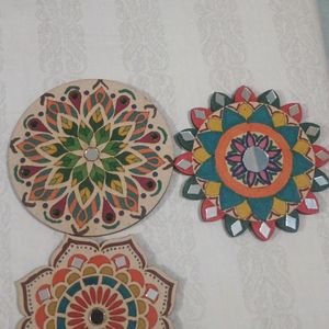 3 Wooden Rangoli Patch 4"