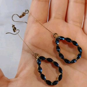 Bronze Plated, sapphire oval shaped earings.