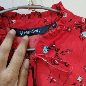 Allen Solly Floral Ruffled Red Top