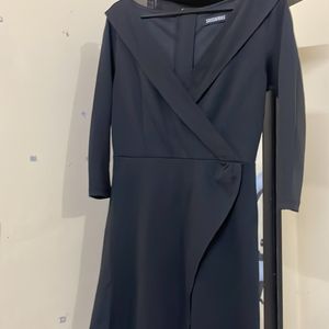 Sassafras Black A-line Dress With Wrap Look