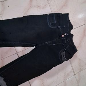 Black Knee Cut Denim