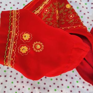 Deep Red Colour Saree