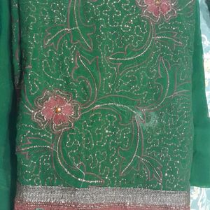 Green Saree With Jari Work