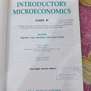 Introductory Microeconomics Class 11 By BL Gupta