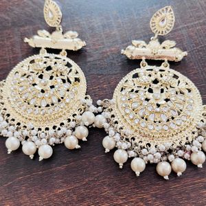 Combo Set, One Bollywood Style Earring Set And One Kundan Maangtika Set