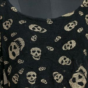 Skull Loose Fit Crop Plus Size Sweater