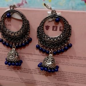 Oxidized Navy Blue Earrings