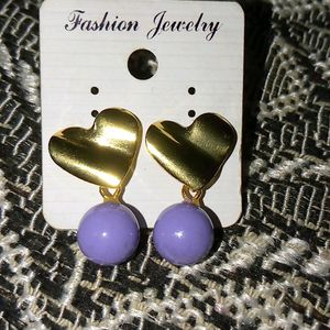 Trendy Golden Heart With Pearl Drop Korean Earring