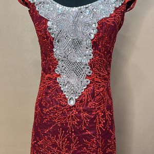 Red Embellished Gown