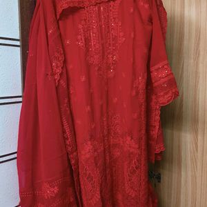 New Georgette Pakistani Red Suit