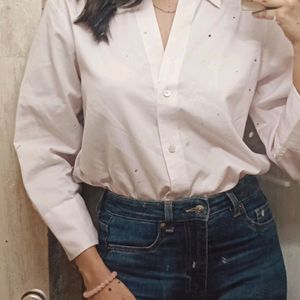 Korean White Cotton Classy Shirt