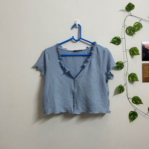 Baby Blue Loungewear Crop Top( Size: M)