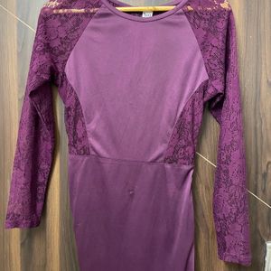 Purple Satin Net Dress