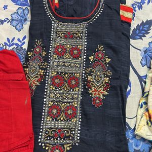 Blue Colour Heavy Embroidered Kurta