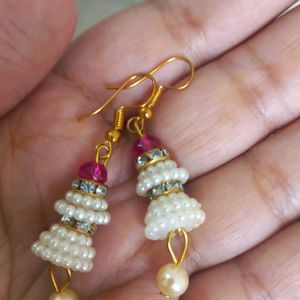 White Pearl Jhumki Earring