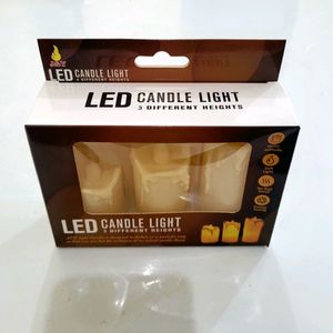 Fancy LED Pillar Candle Lights Set Of 3