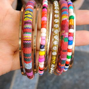 Set Of 9 Multicolored Bangles