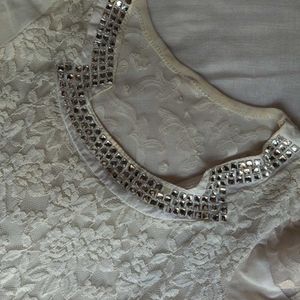 BEDAZZLED White Fitted Top