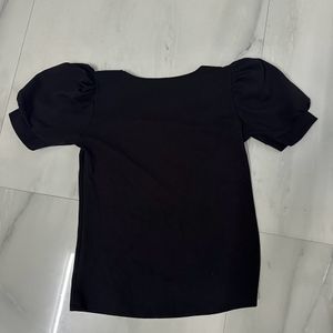 Black Casual Puff Sleeve Top