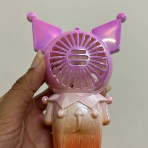 Hand Fan Robo Bunny Ombre Pink With Keychain