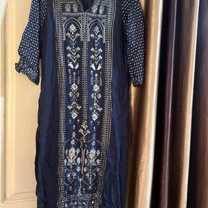 W Navy Blue Kurta - Medium