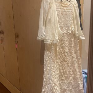 White Chikan kari Work Kurti