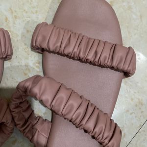 New Pink Ruffled Flat Sandals