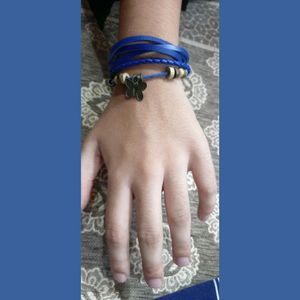 Head Band and Leather Blue Braclet For Girls