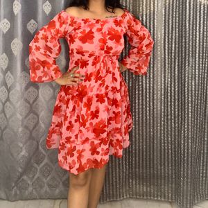 Red floral dress