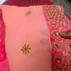 Peach Colour Partywear Saree