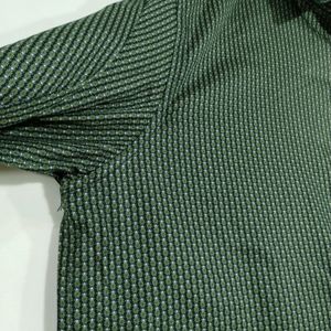 Green Printed Collar Neck Shirt (Men)