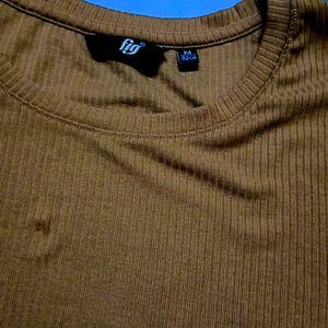 Brown Round Neck Top