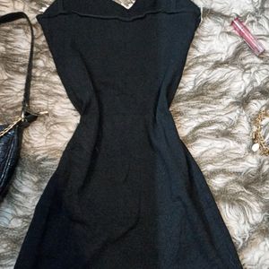 Black Bodycon Lace Dress With Slit