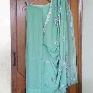 pista green 💚 fancy ready to wear saree & blouse