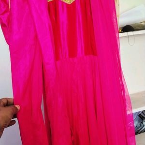 Floor Length Dark Pink Designer Gown